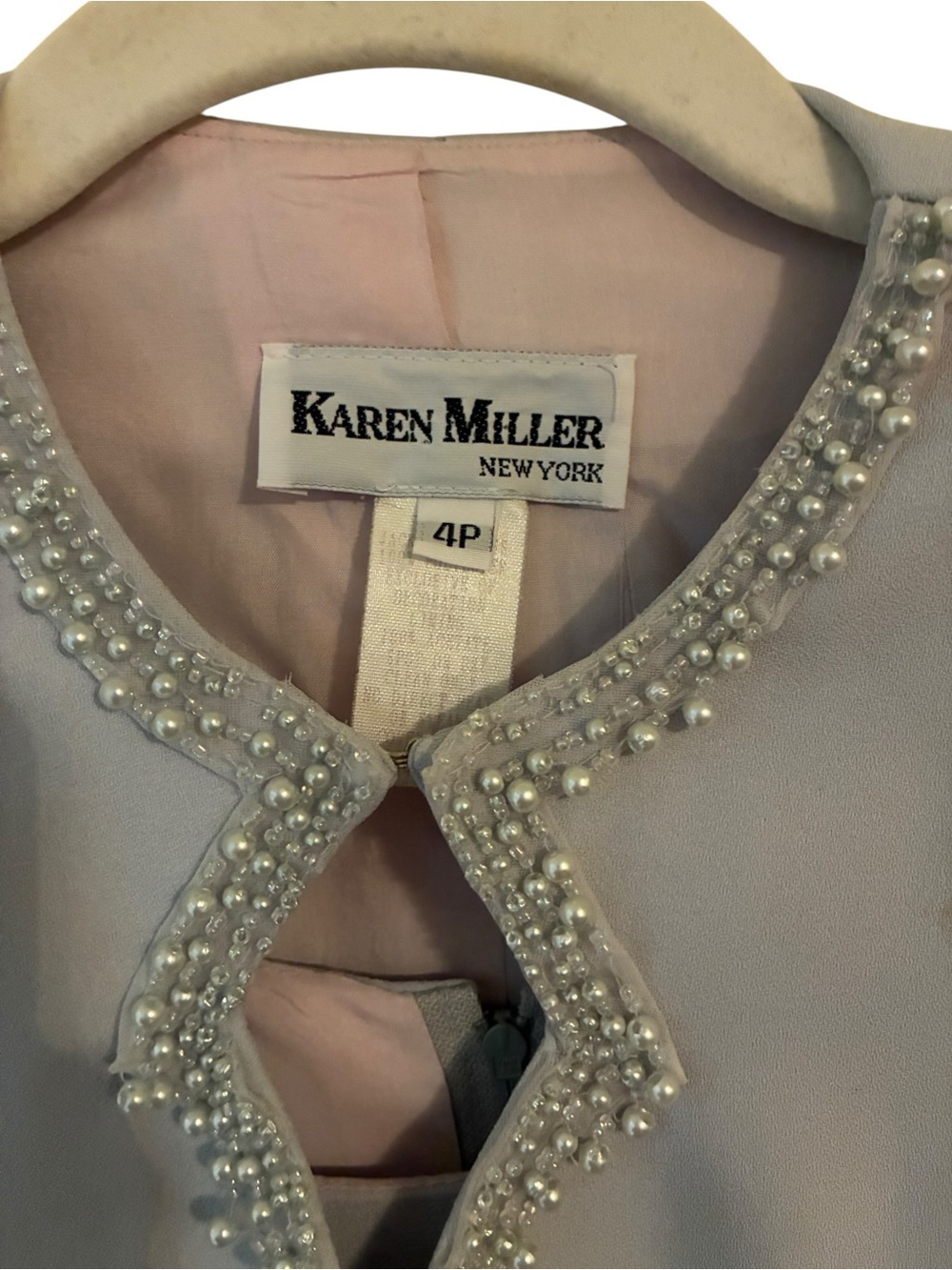 Vtg Karen Miller NY Gray Beaded Sequin Dress Jacket Suit Set Formal Cocktail 4 - Picture 3 of 9